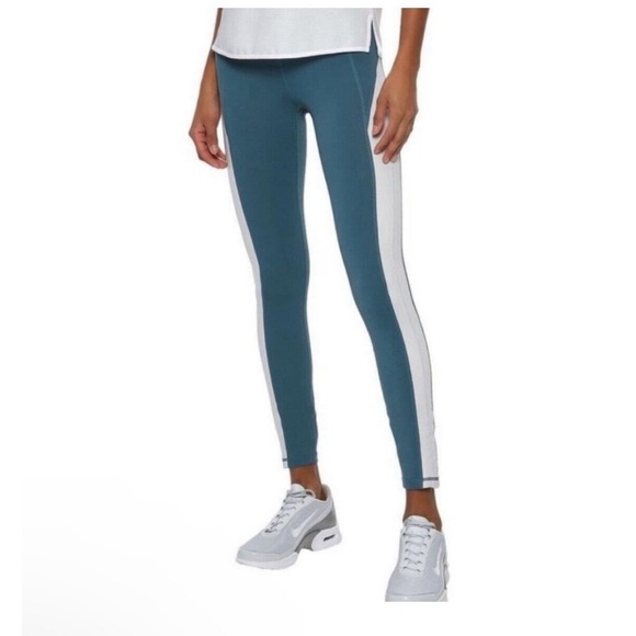 IRIS & INK By Revolve Nylon Blend Teal / White Color Block Leggings Pants Sz XL - Picture 1 of 7